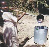 Malawi girl getting water